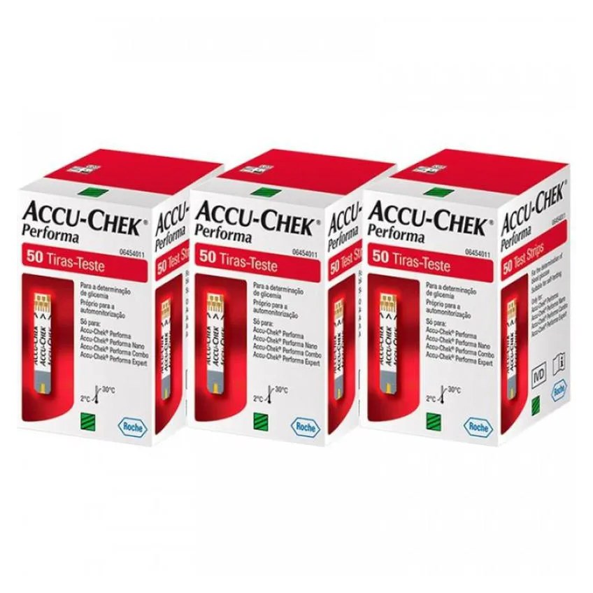 Kit 3x Tiras Accu Chek Performa C 50 Tiras Reagentes Roche