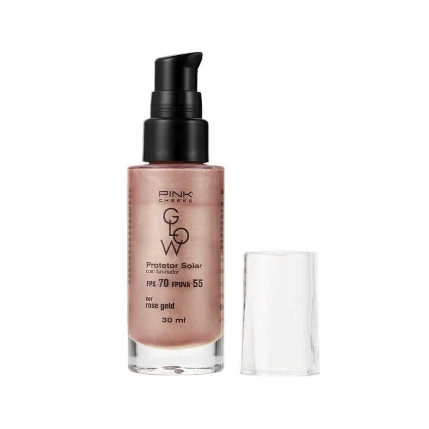 Protetor Solar, Primer e Iluminador Glow - Rose Gold Fps70 30Ml - Pink Cheeks