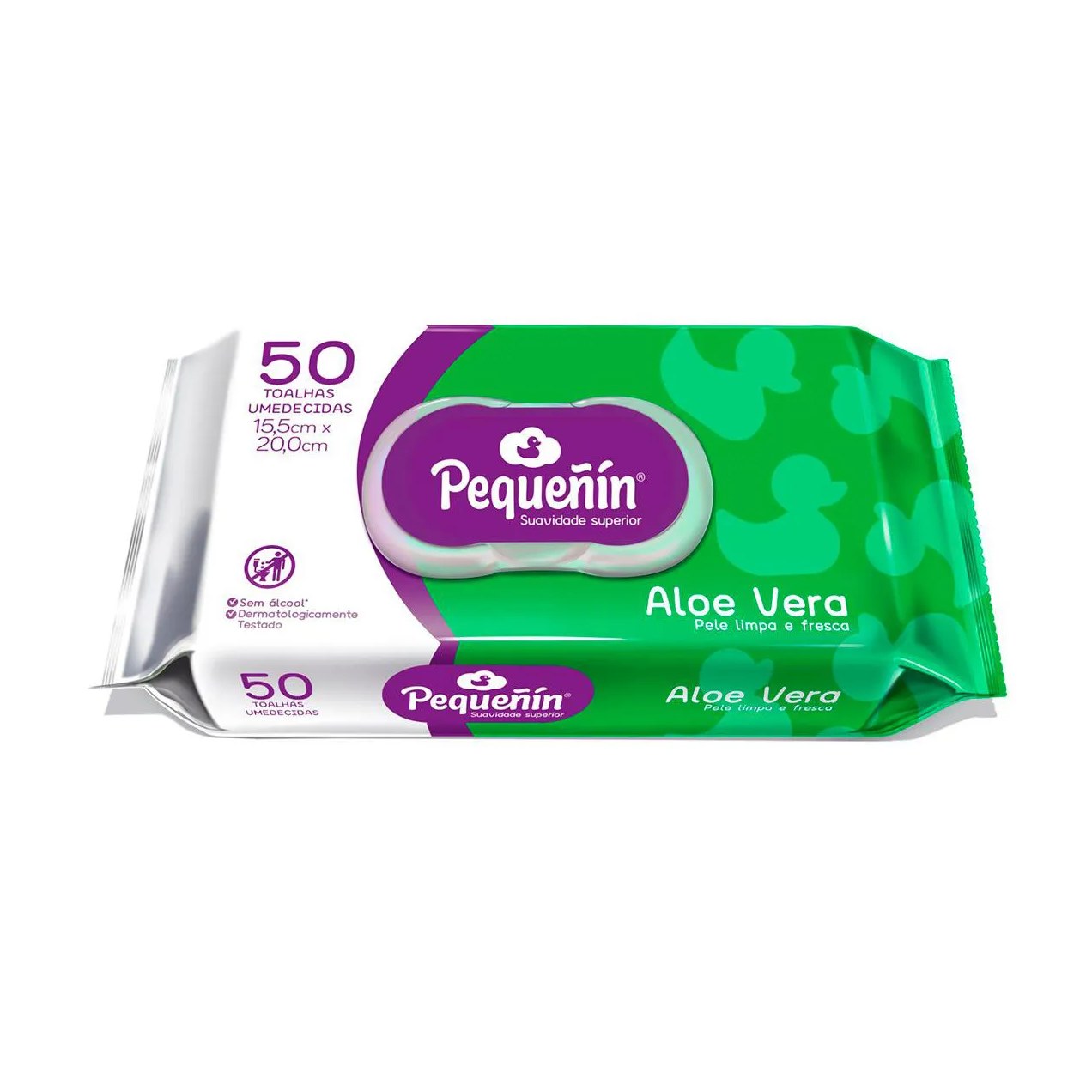 Lenço Umedecido Pequeñin Aloe Vera Sem Álcool 50 unidades