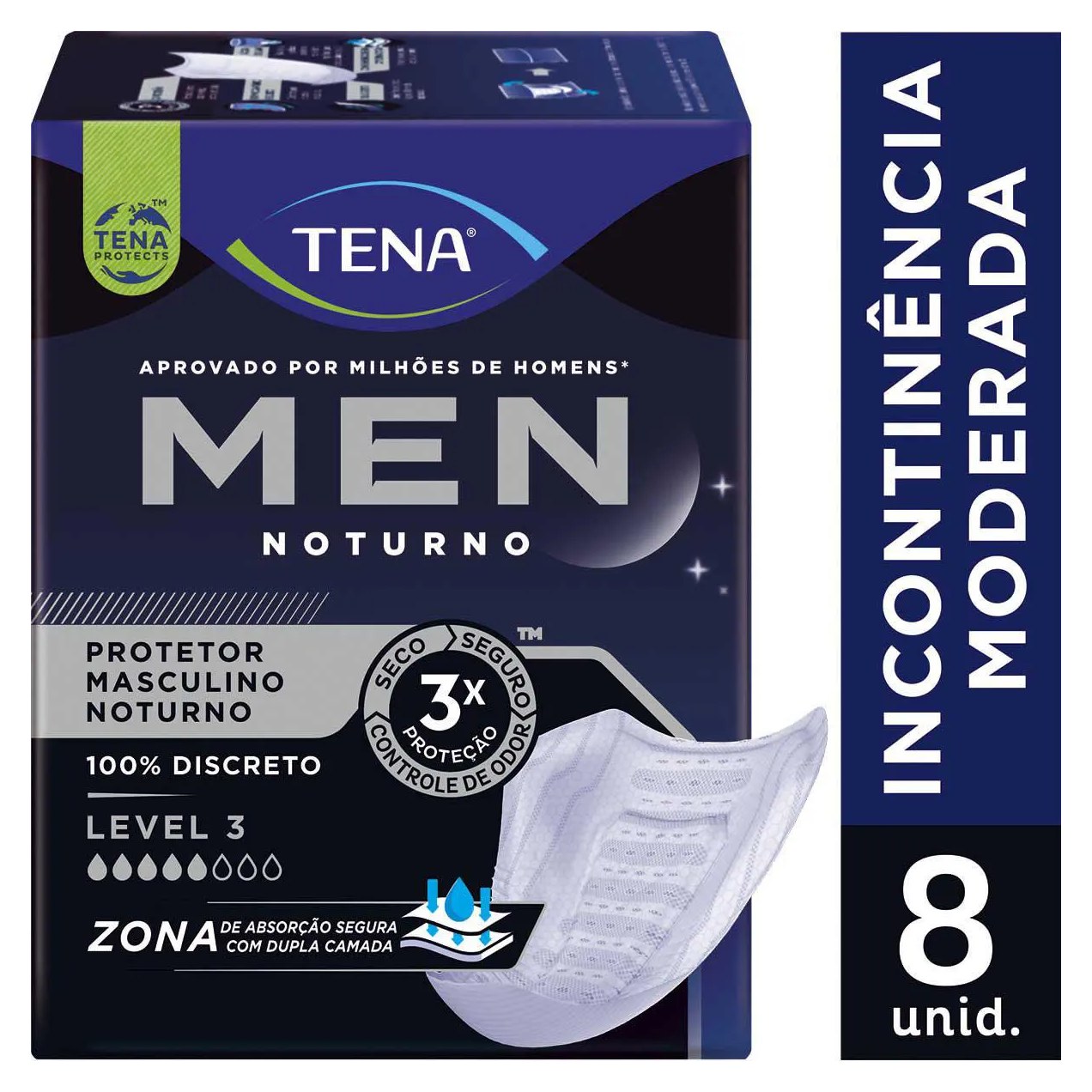 Absorvente para Incontinência Urinária Tena Men Level 3 Noturno 8 unidades