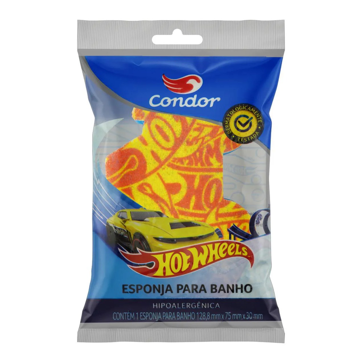 Esponja de Banho Infantil Condor Carro Hot Wheels 1 unidade