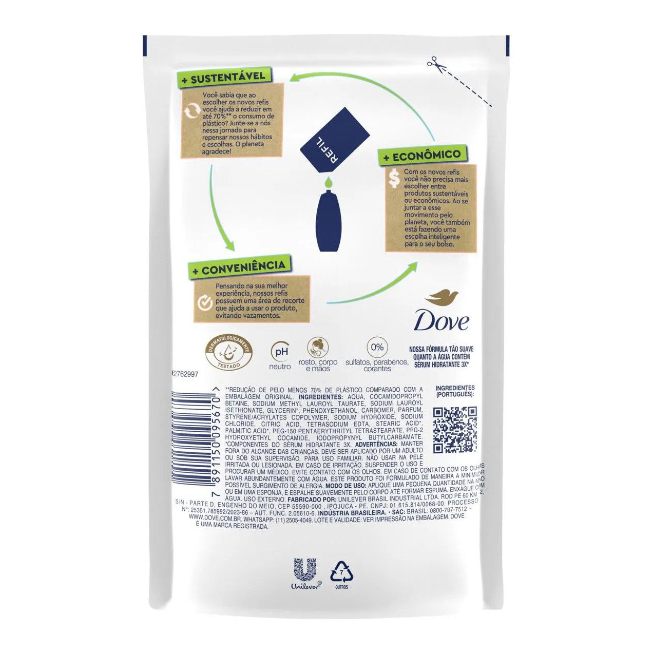 Refil Sabonete Líquido Dove Pele Sensível com Glicerina 200ml