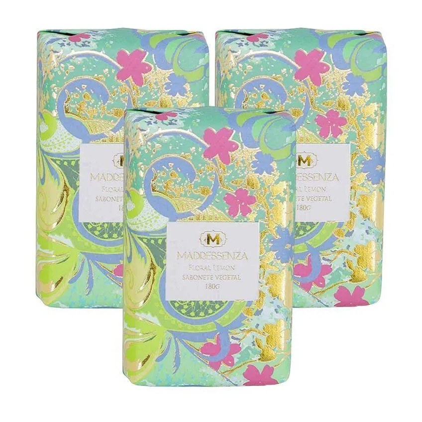 Kit 3 Sabonetes em Barra Floral Lemon Madressenza 180g
