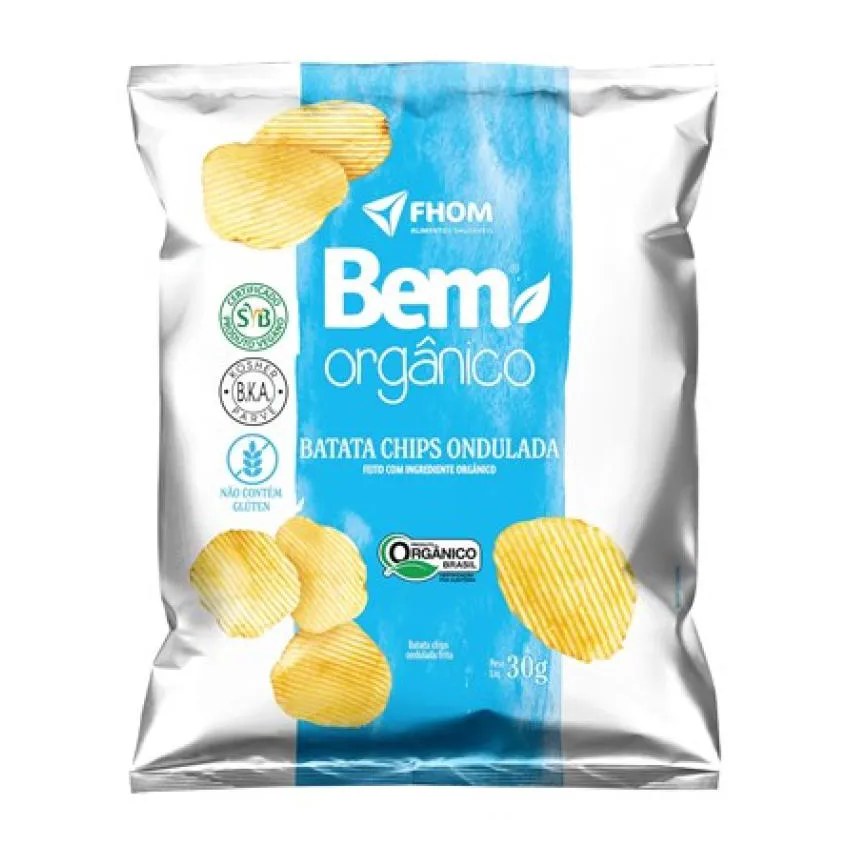 Batata Chips Ondulada Bem Orgânico 30g Vegano Sem Glúten FHOM