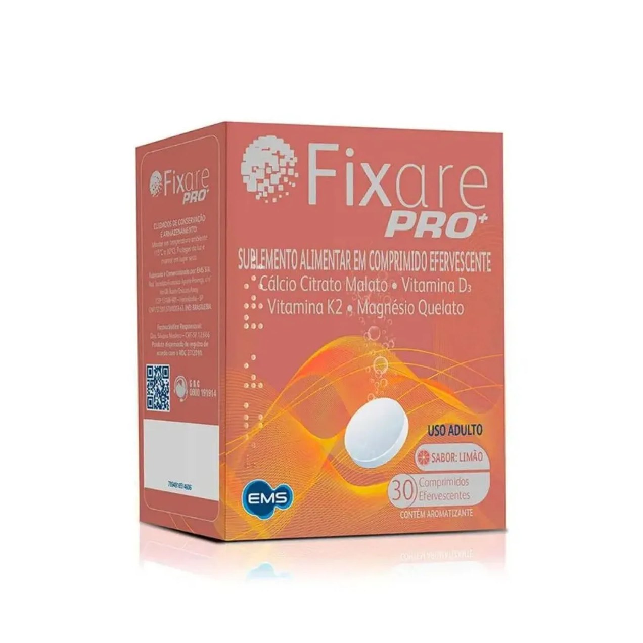 Suplemento Alimentar Cálcio Fixare Pro+ Limão 30 comprimidos efervescentes
