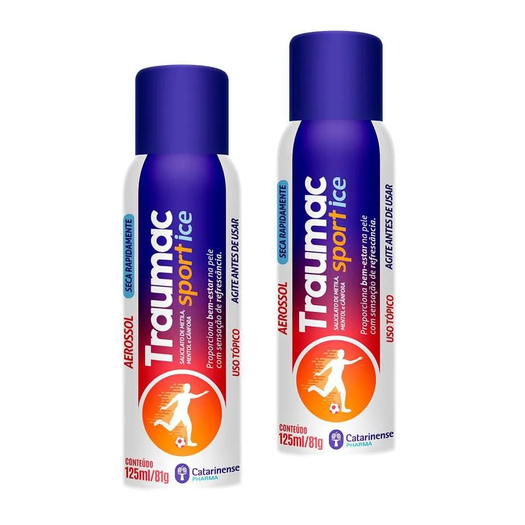 Kit 2 Traumac Sport Ice Mentol Cânfora 125ml Catarinense Lata Azul
