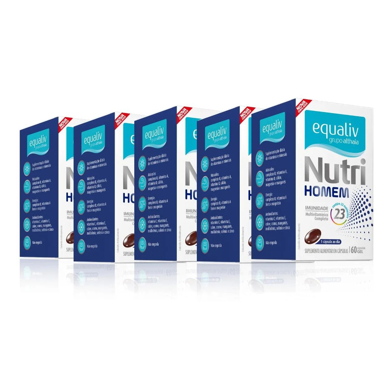 Kit5 Nutri Homem Multivitamínico Complexo B Vitamina Equaliv