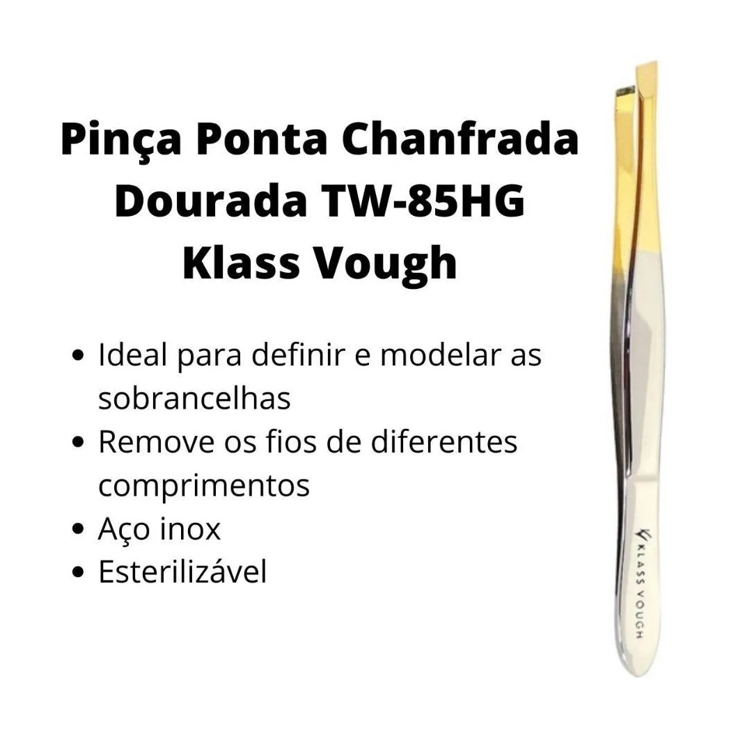 Klass Vough Pinça Ponta Chanfrada Dourada Tw-85hg
