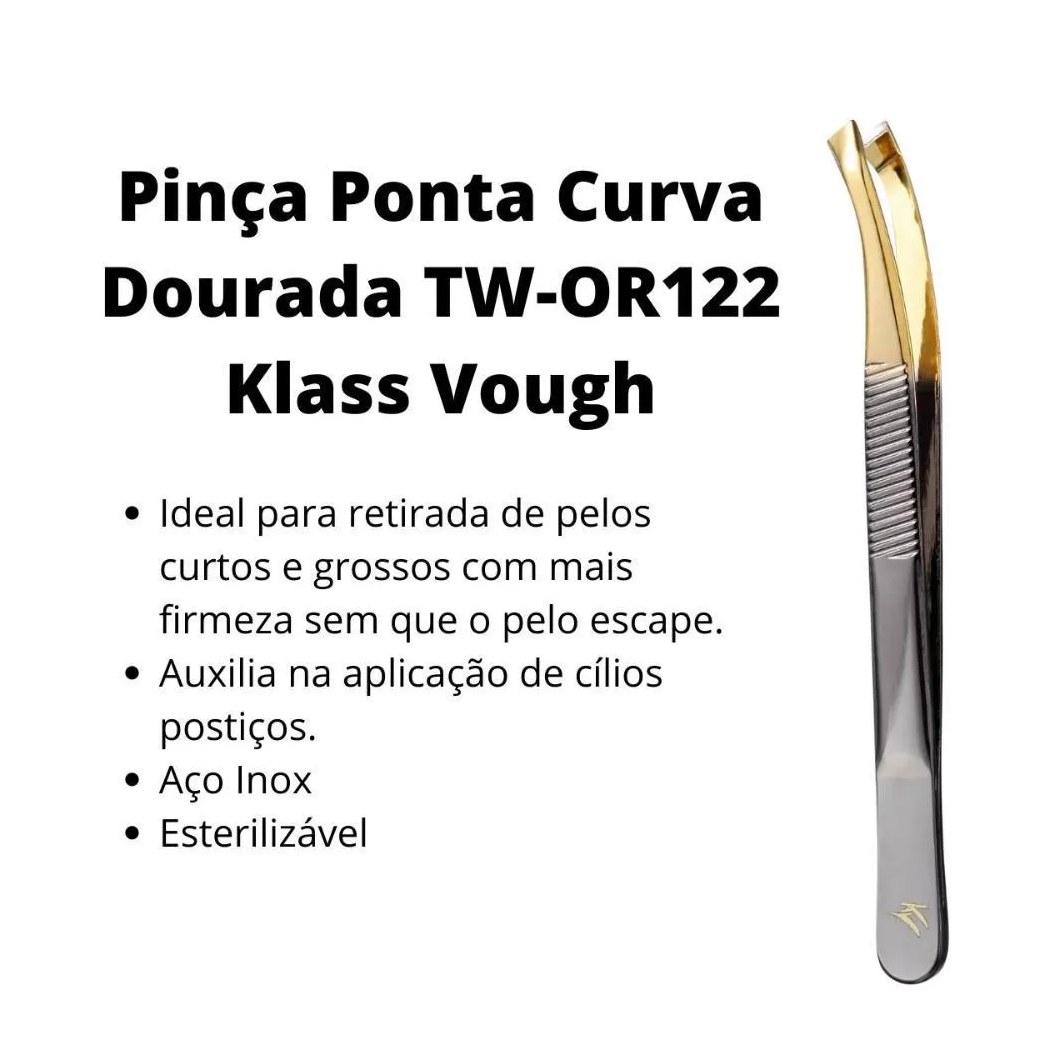 Klass Vough Pinça Ponta Curva Dourada Tw-or122