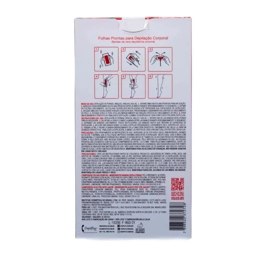 Folhas Prontas Depilflax para Depilação Corporal Kit C/3 Morango