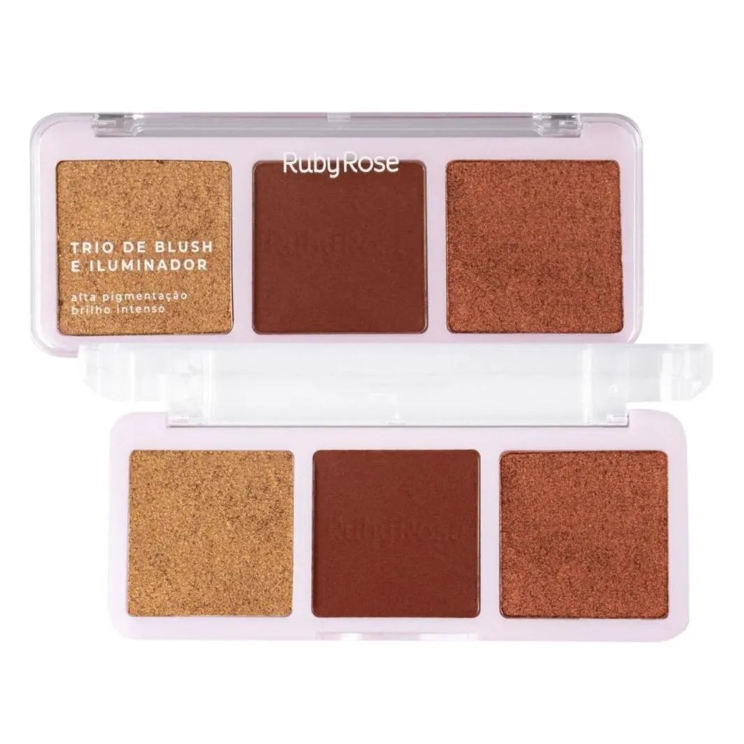 Trio de Blush e Iluminador Ruby Rose Hb-583-2 20,8g