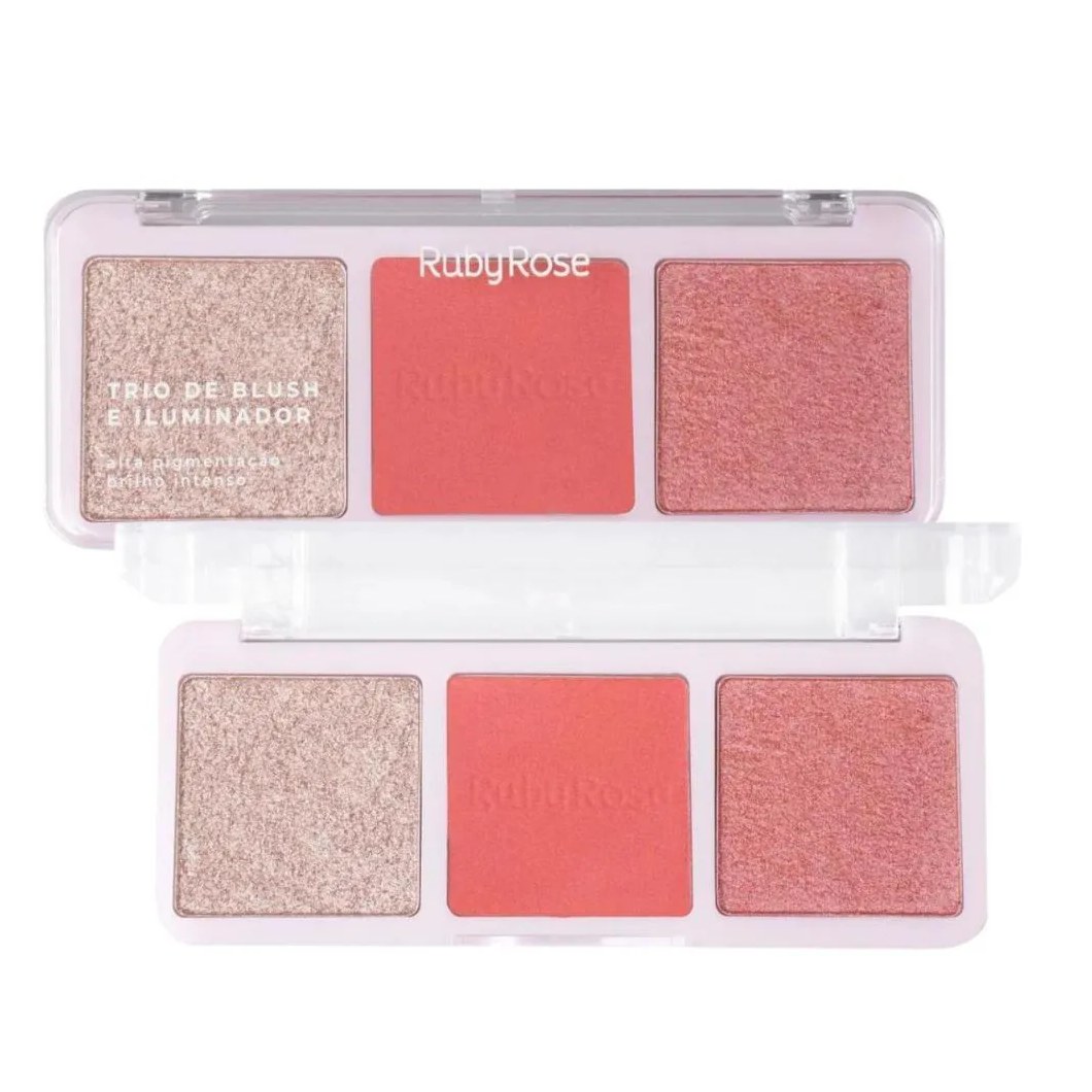 Trio de Blush e Iluminador Ruby Rose Hb-583-3 20,8g