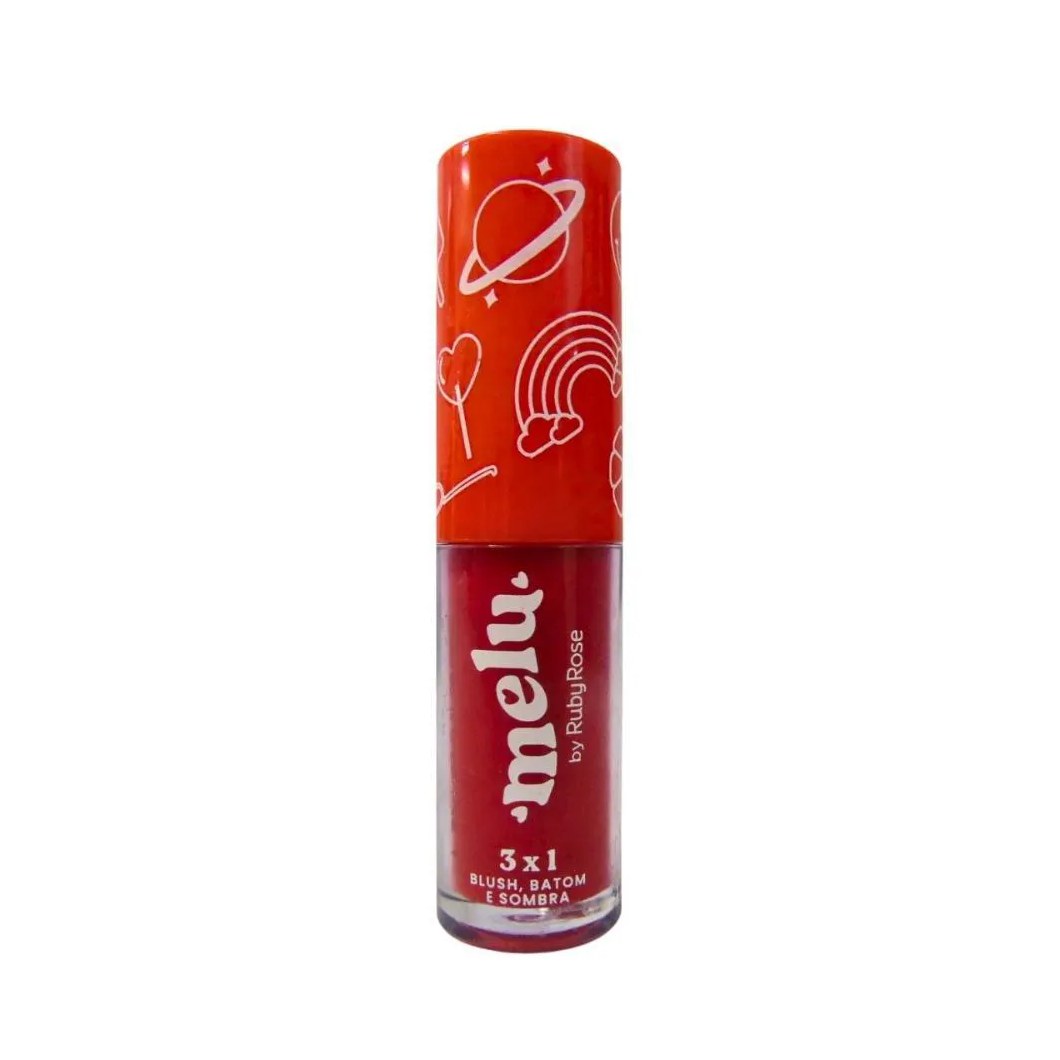 Blush, Batom e Sombra 3x1 Melu By Ruby Rose Sweetheart 03 4,1ml