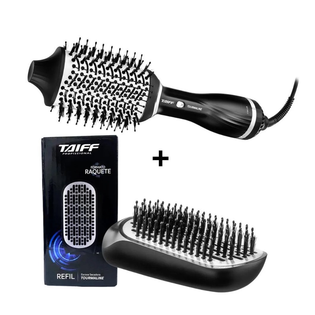 Kit Taiff Tourmaline Escova Secadora 1200w 127v + Refil Raquete