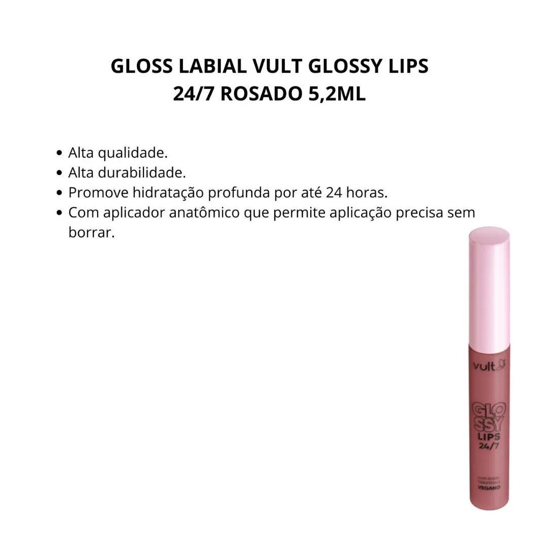 Gloss Labial Vult Glossy Lips 24/7 Rosado 5,2ml