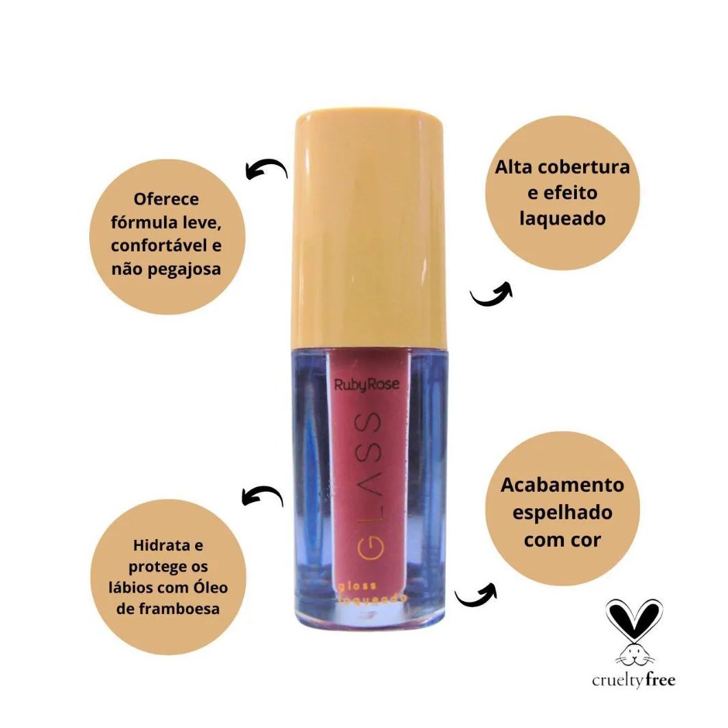 Gloss Laqueado Ruby Rose Glass Bg03 3ml