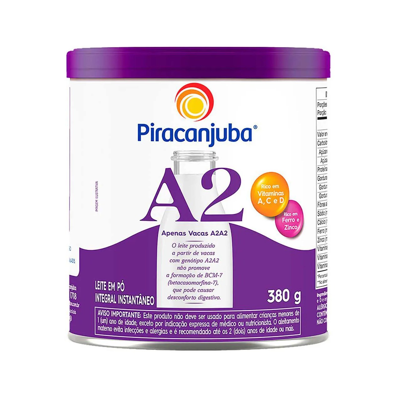 Leite em Pó A2 Piracanjuba Vitaminado 380g