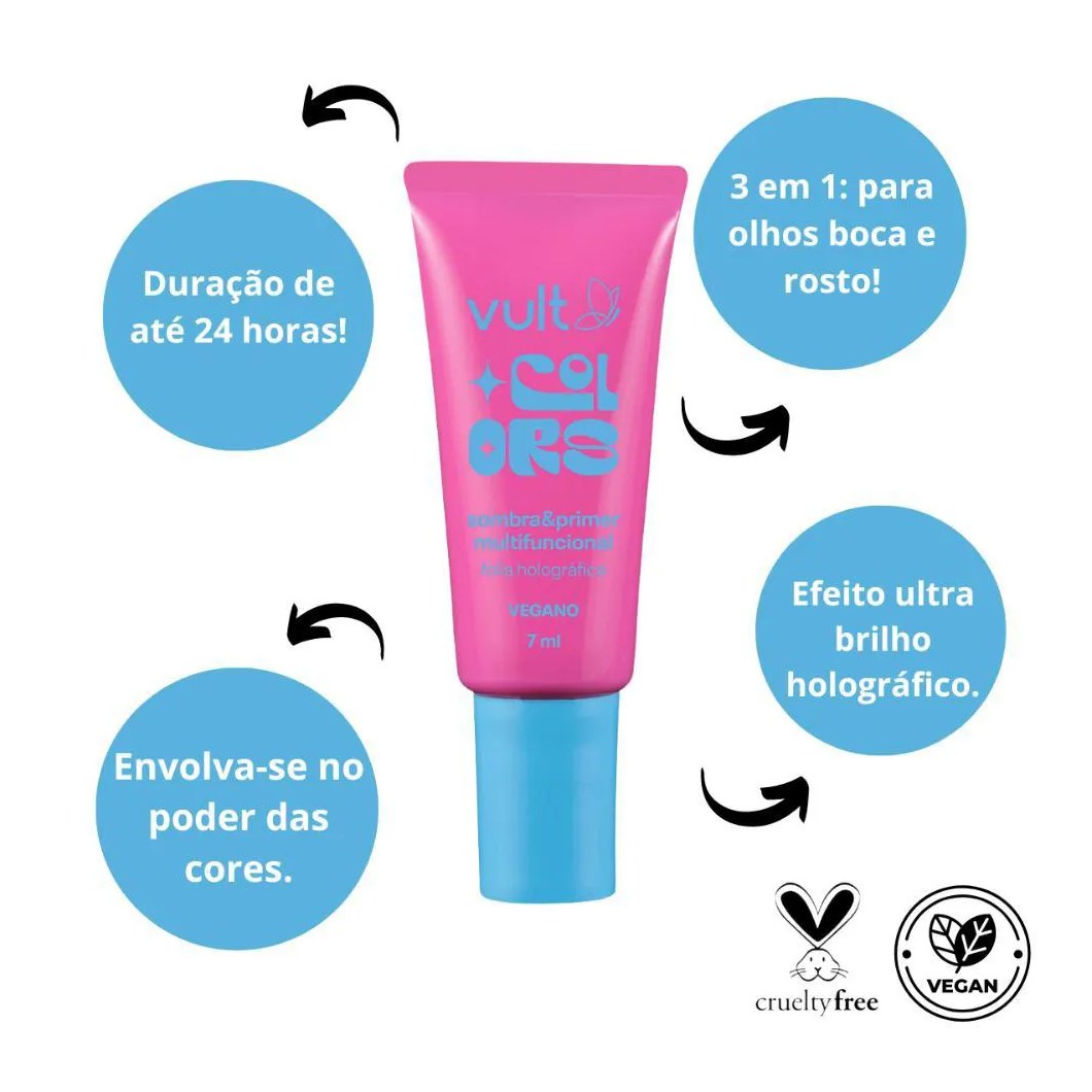 Sombra e Primer Multifuncional Vult Colors Folia Holográfica 7ml