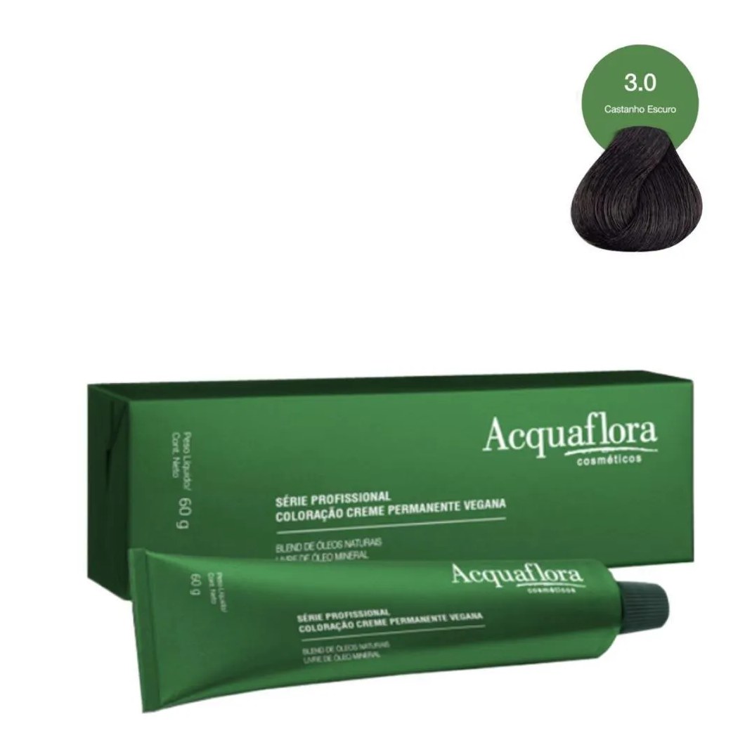 Coloração Creme Acquaflora Vegana 3.0 Castanho Escuro 60g