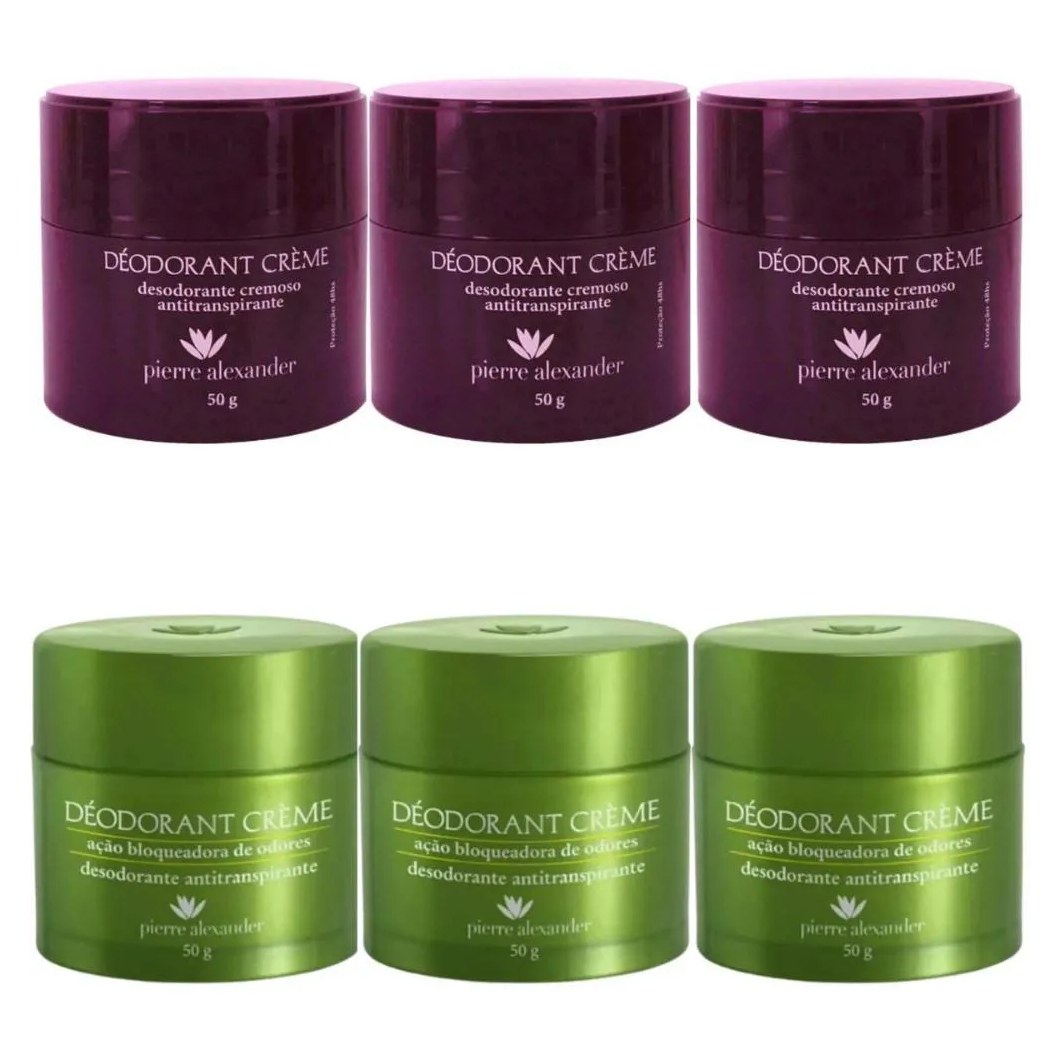 Kit Desodorante Antitranspirante Creme Pierre Alexander 50g 6 unidades