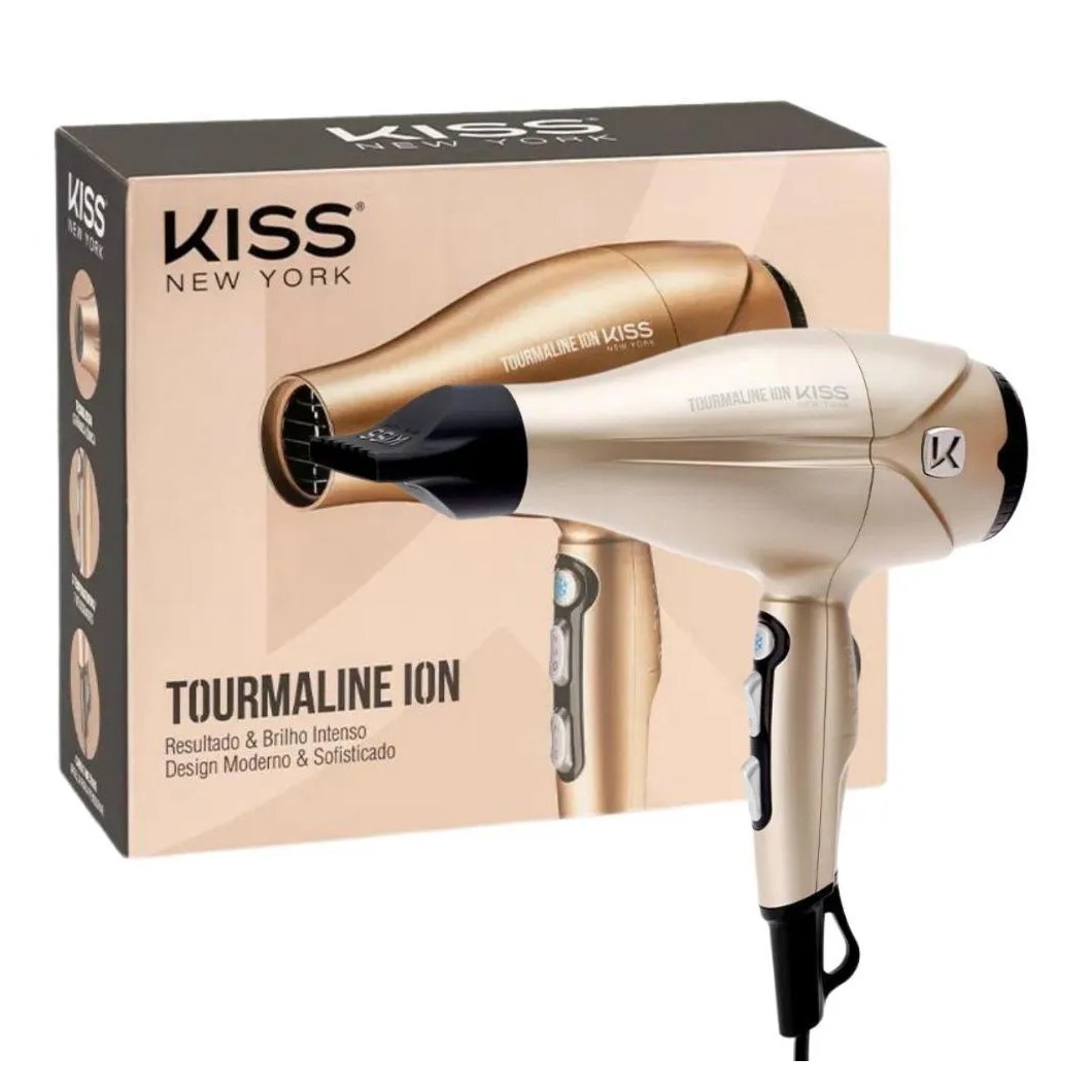 Secador Kiss New York Tourmaline Ion Dourado 2000w 127v Bdp06pbr
