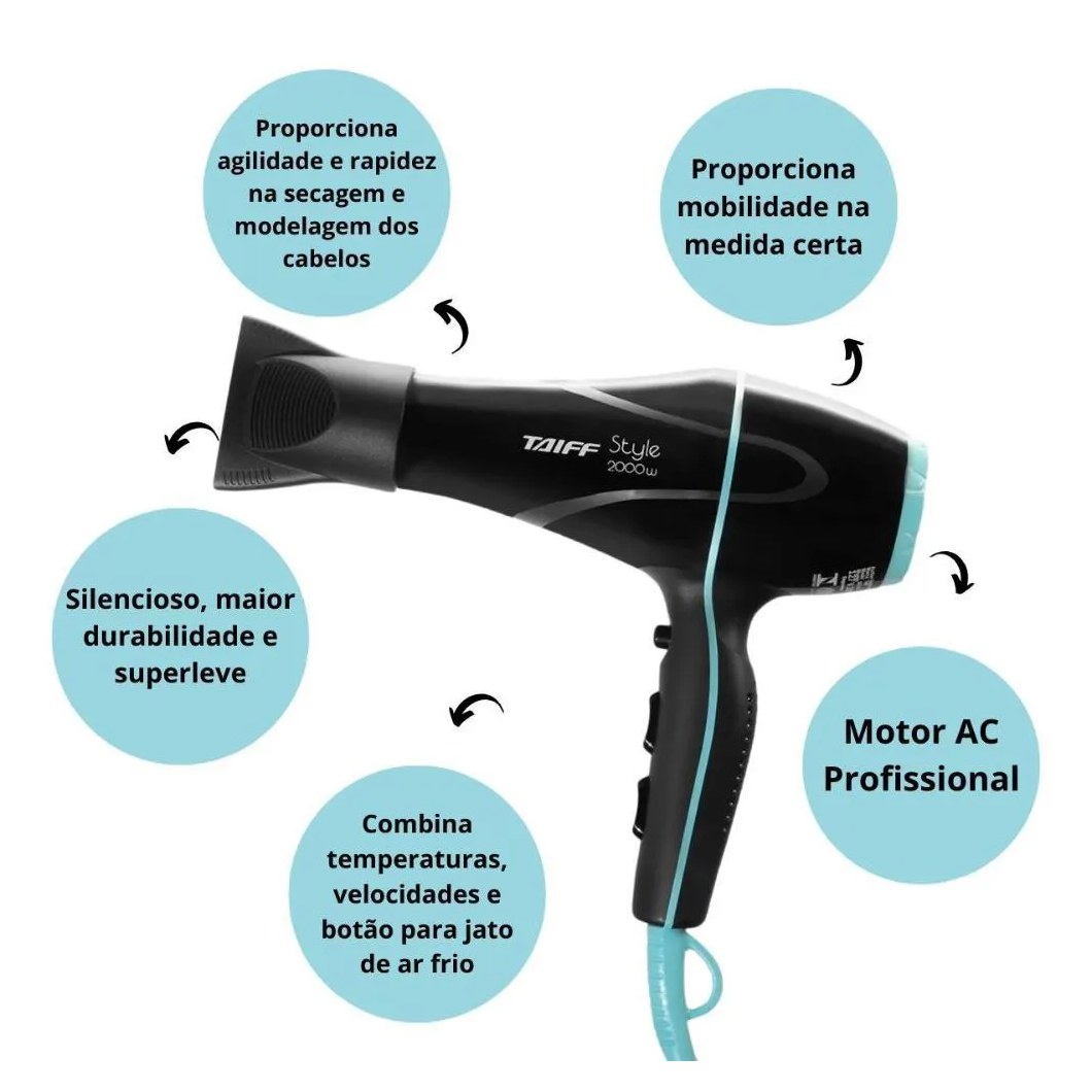 Secador Taiff Style Preto 2000w 127v
