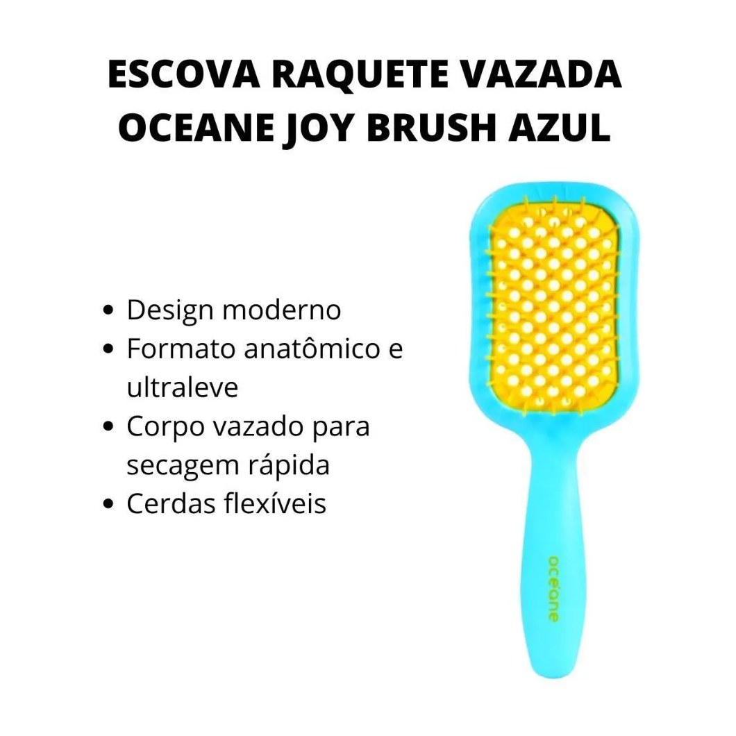 Escova Raquete Vazada Oceane Joy Brush Azul