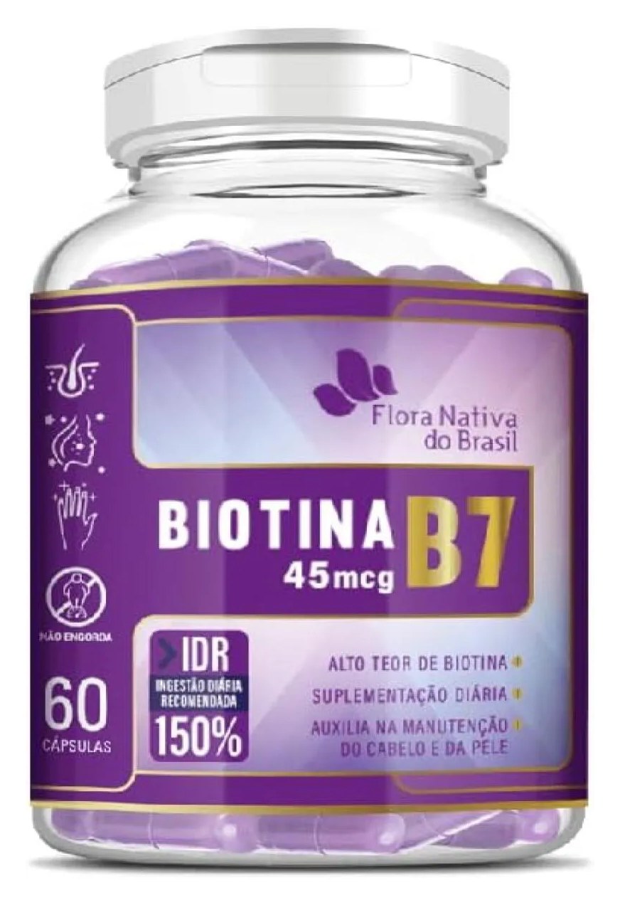 Biotina (b7) Cabelos e Pele 150% Idr 60 cápsulas Flora Nativa