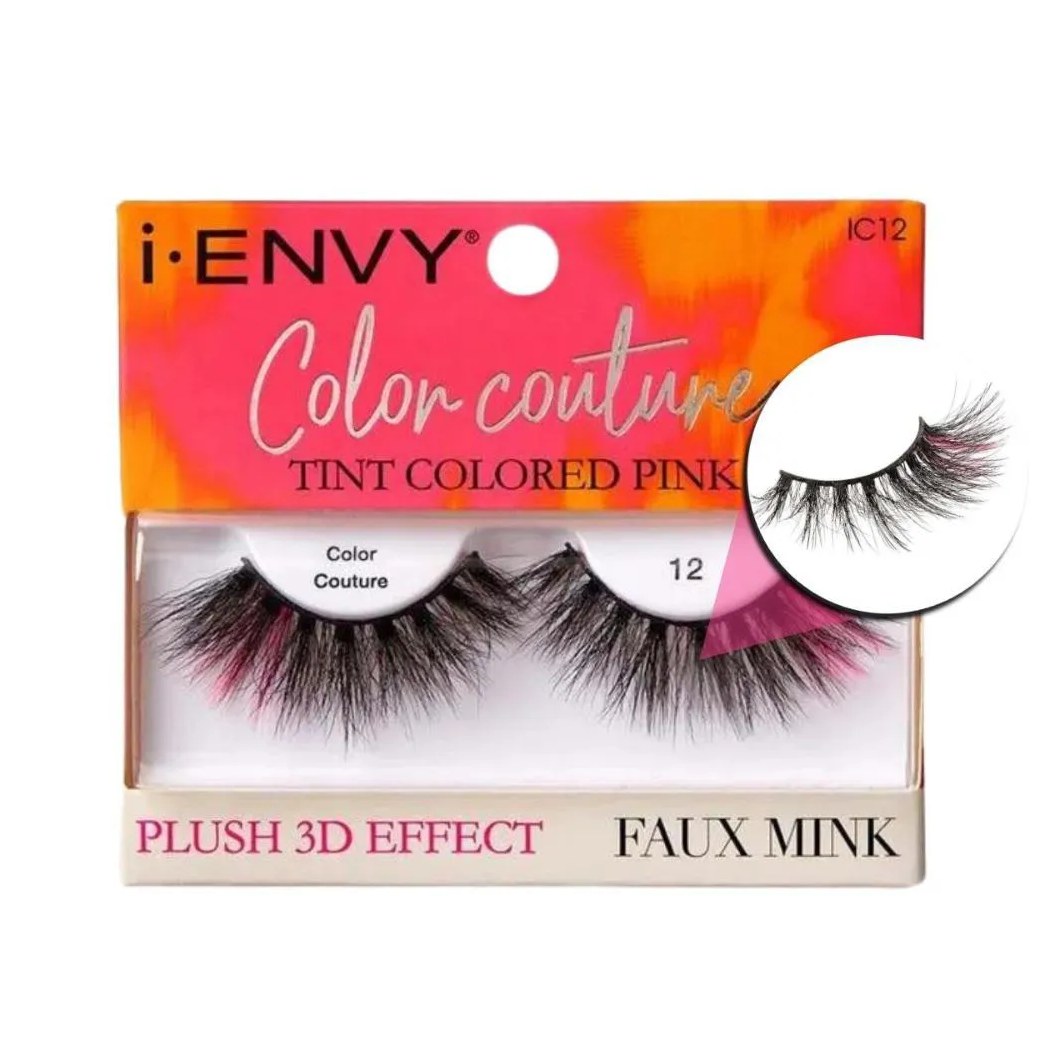 Cílios Postiços Kiss I-envy Color Couture Faux Mink Tint Colored Pink Ic12