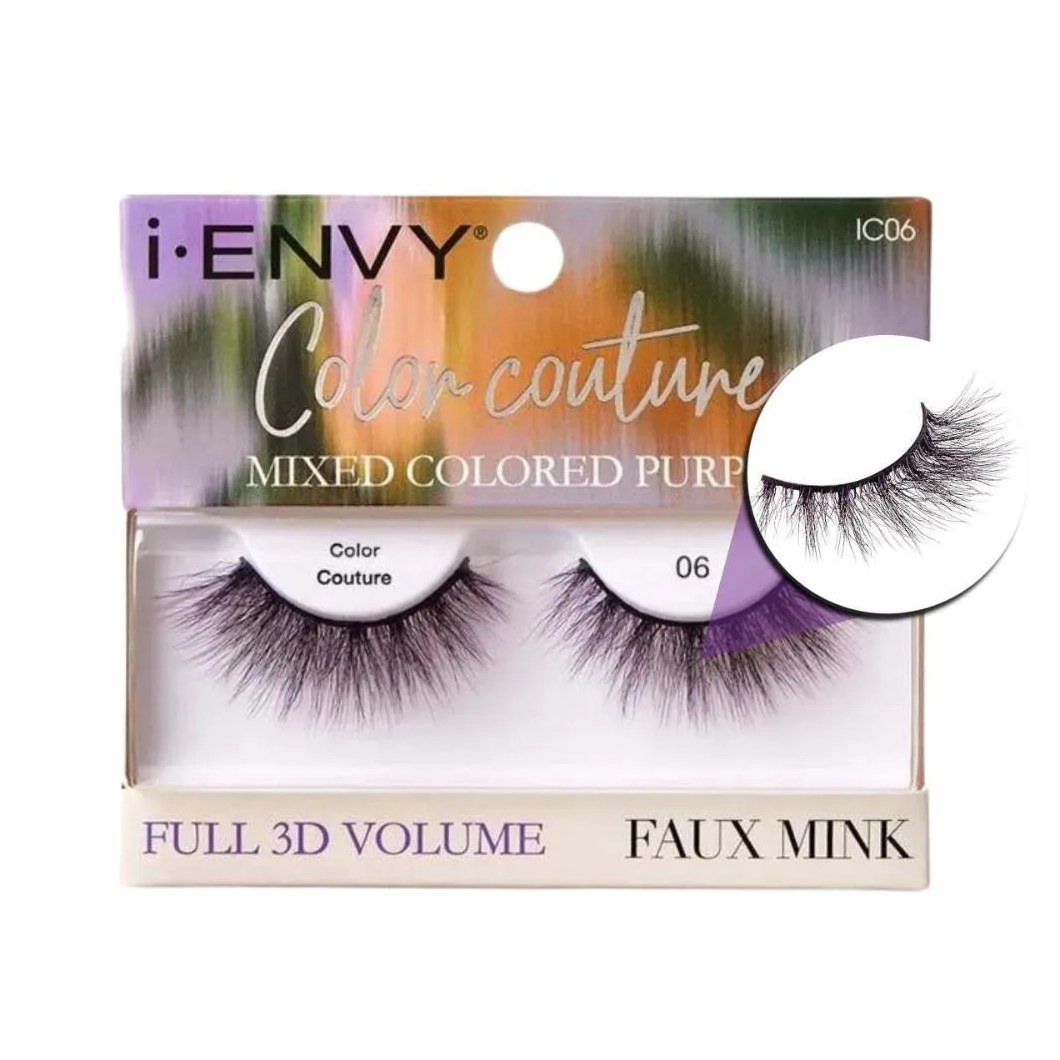 Cílios Postiços Kiss I-envy Color Couture Faux Mink Mixed Colored Purple Ic06