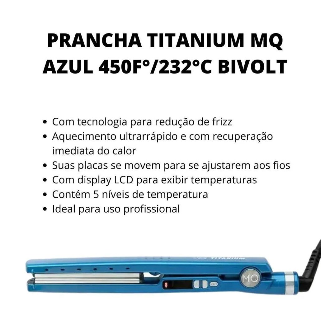 Prancha Titanium Mq Azul 450f° Bivolt