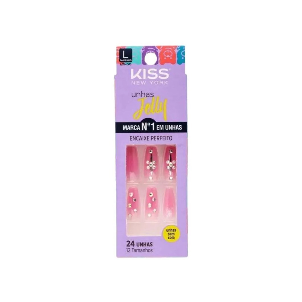 Unhas Postiças Jelly Kiss New York Rosa It Girl Bailarina Longo