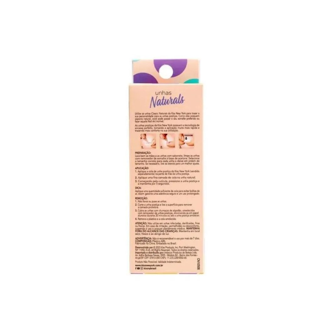 Unhas Postiças Naturals Kiss New York Natural Bailarina Longo