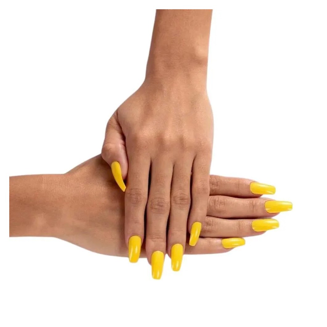 Unhas Postiças Colors Kiss New York Amarelo Canário Bailarina Longo