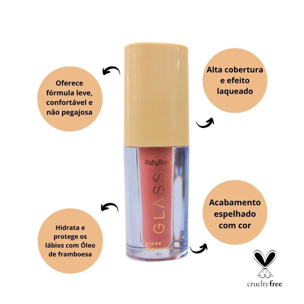 Gloss Laqueado Ruby Rose Glass Bg06 3ml