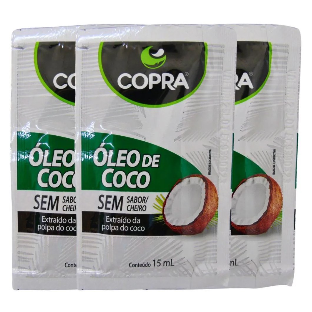 Kit Sachê Óleo de Coco Copra sem Sabor com 3 15ml