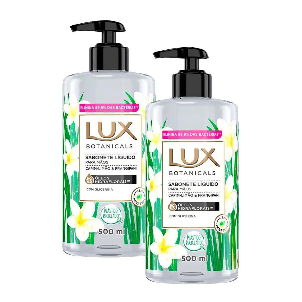 Kit 2 Sabonetes Líquido Lux Botanicals Capim-Limão & Frangipani 500Ml