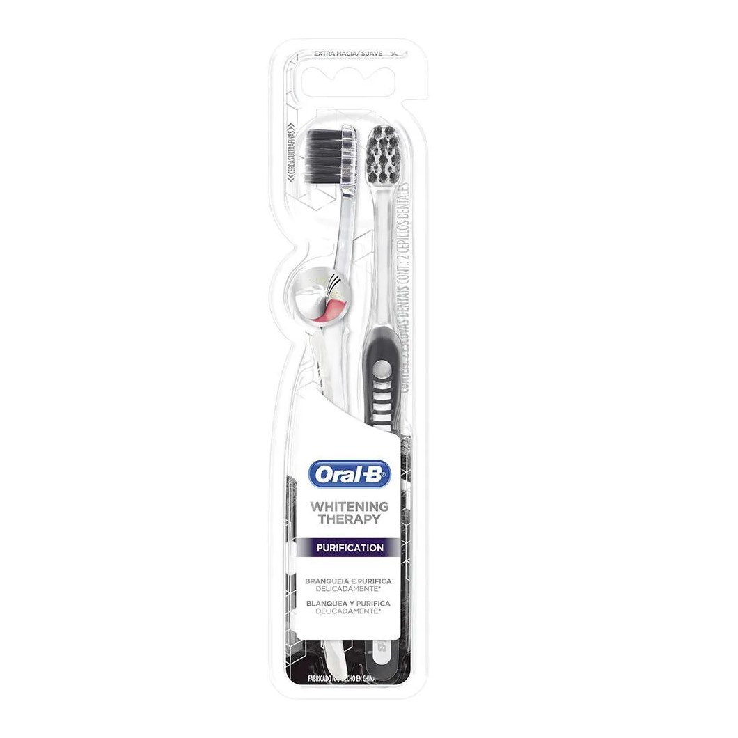 Escova De Dente Oral-B Whitening Therapy Purification Com Cerdas Extra Macias 2 Unidades