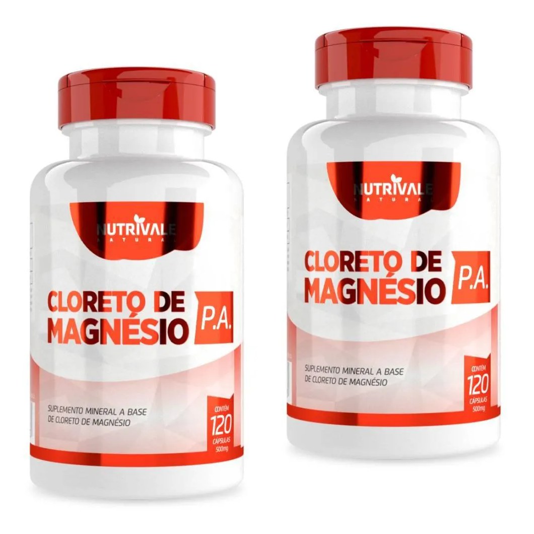 Kit 2 Cloreto de Magnésio Pa 120 cápsulas Nutrivale Incolor sem Sabor