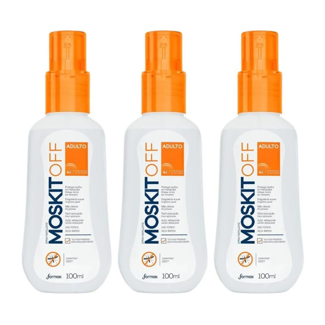 Kit Spray Repelente Farmax Moskitoff Adulto com 3 100ml