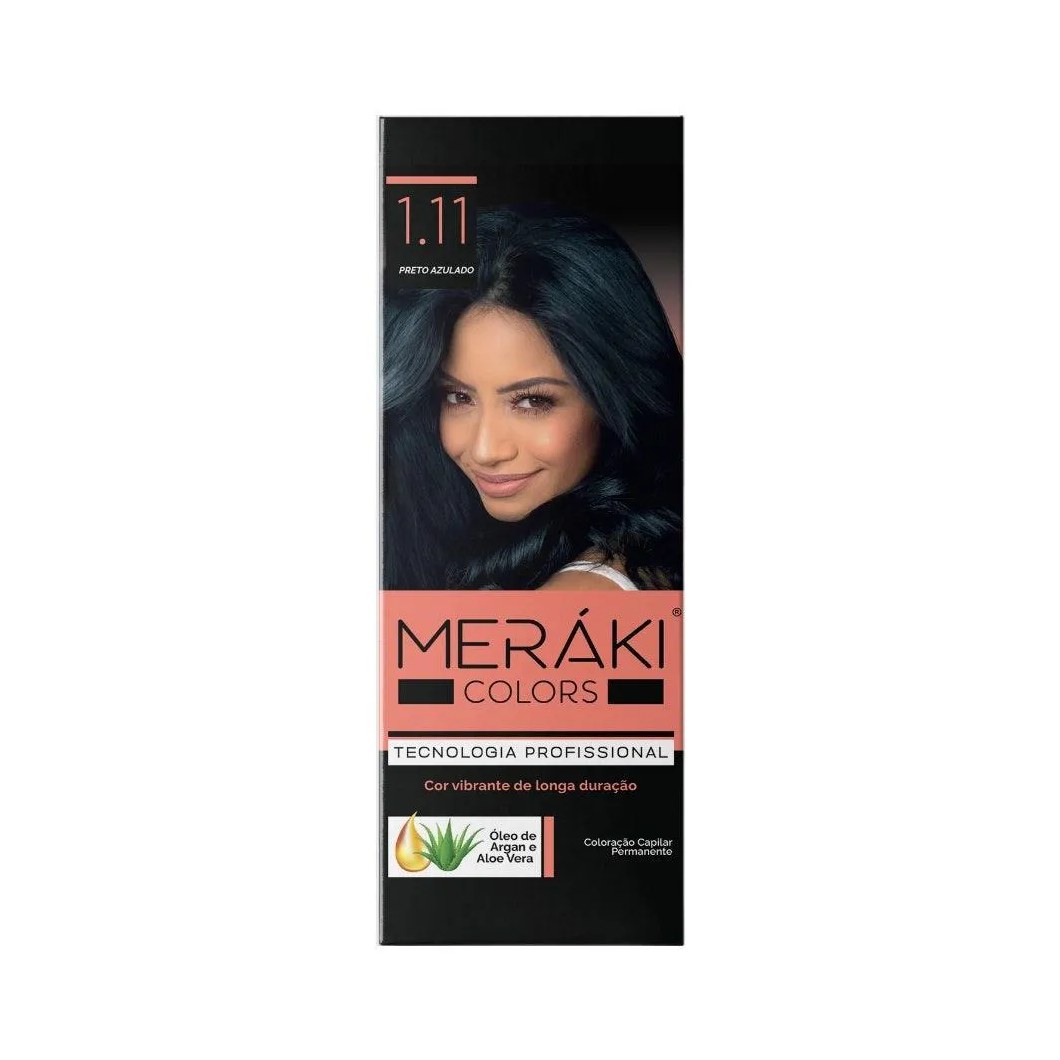 Kit Tintura Meráki Color Preto Azulado 1.11 125gr