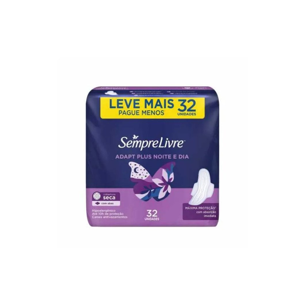 Absorvente Sempre Livre com Abas Noturno Seca 32unid