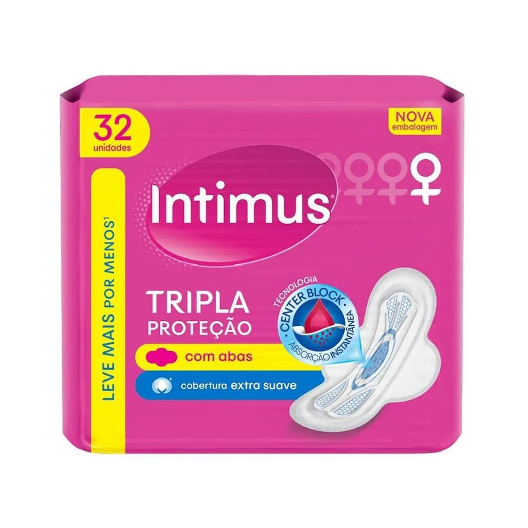 Abs Intimus Gel Tripla Proteção Suave C/ Abas C/ 32 unidades