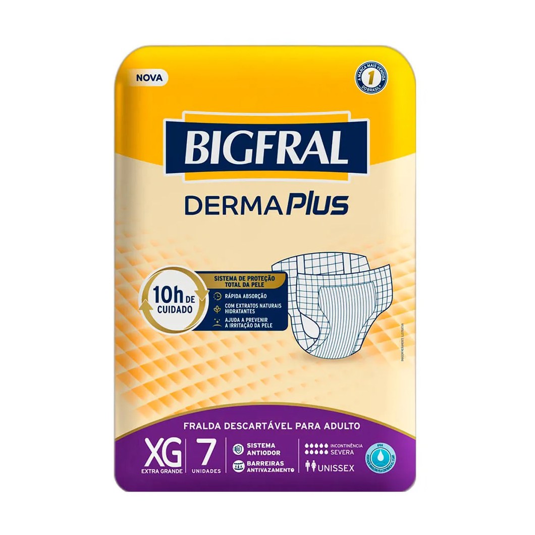 Fralda Bigfral Geriatrica Derma Plus Com 7 Tamanho Xg Adulto