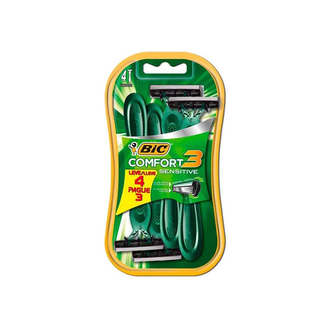Aparelho Barbear Bic Comfort 3 Pele Sensivel Lv4 Pg3
