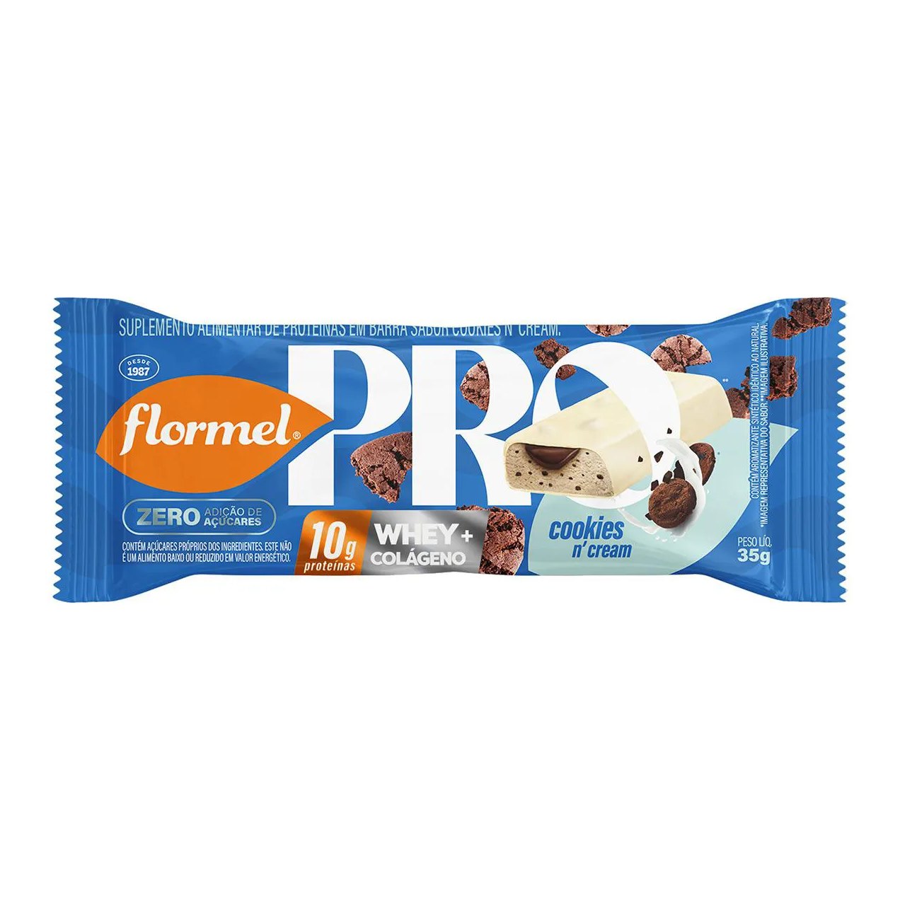 Barra de Proteína Flormel Pro Cookies N'Cream 35g