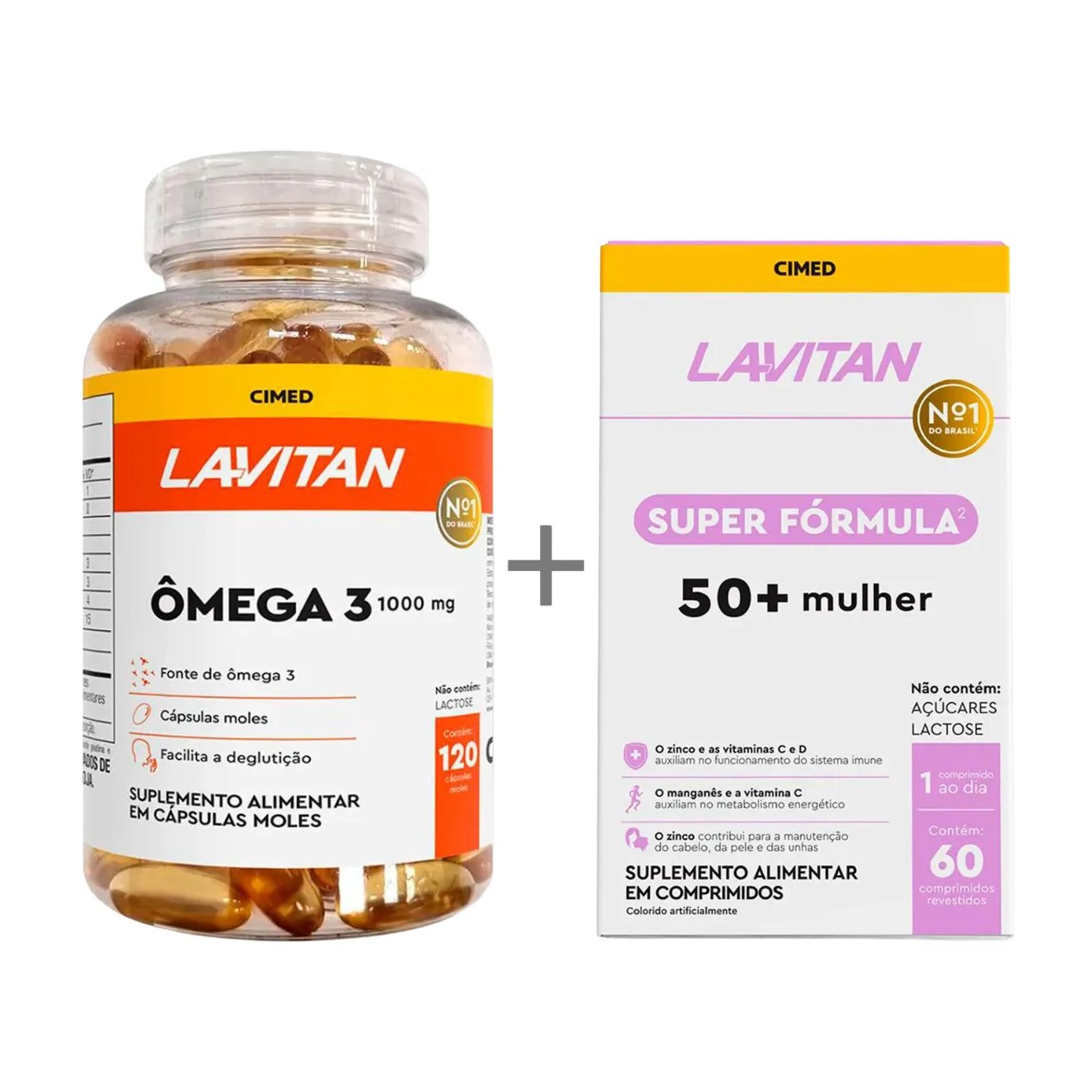 Kit Lavitan Polivitamínico Super Fórmula 50+ Mulher 60 comprimidos + Ômega 3 120 cápsulas