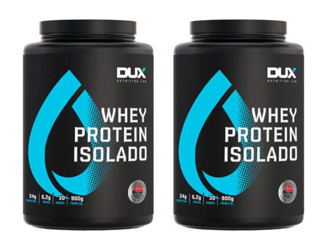 Kit Atacado 2x Whey Protein Isolado 900g Dux Nutrition Cappuccino