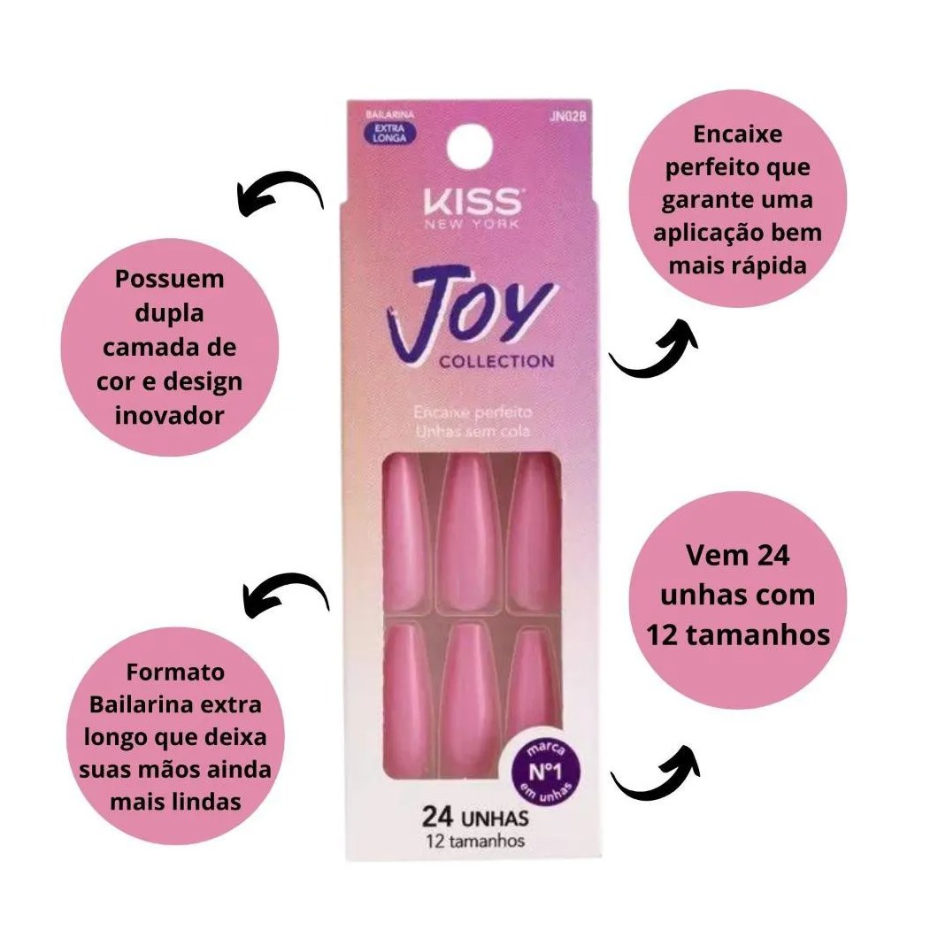 Unhas Postiças Kiss Ny Joy Collection Bailarina 24un Jn02b