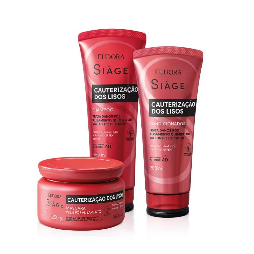 Kit Siage Cauterizacao Dos Lisos Shampoo+cond+máscara
